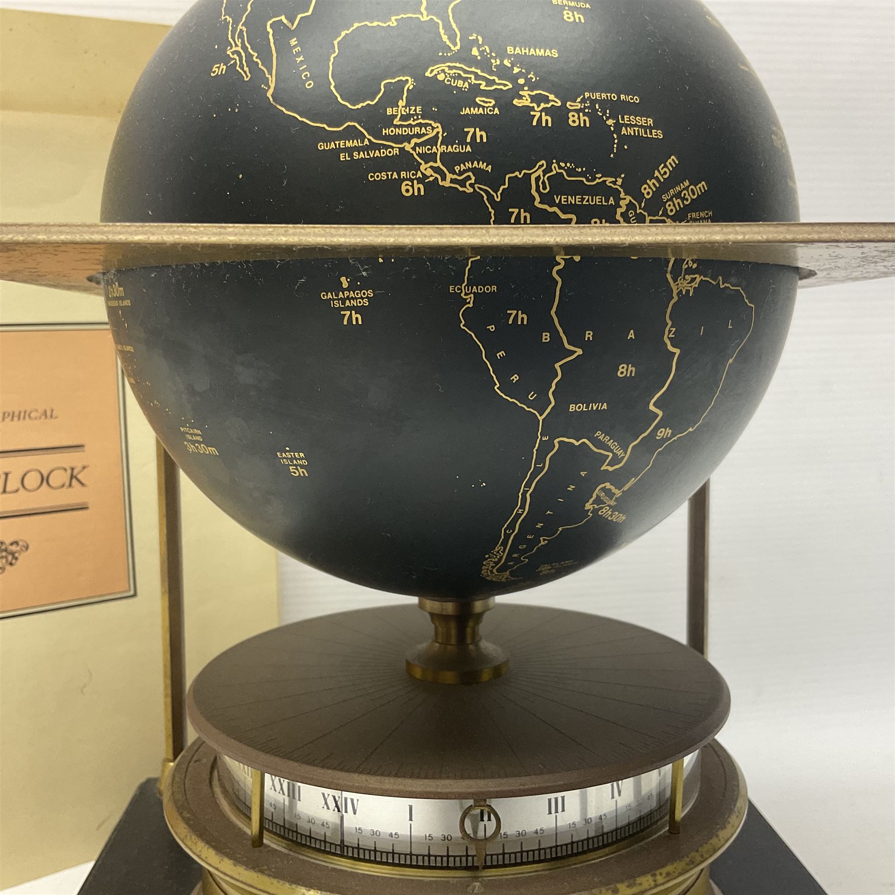 1980 Franklin Mint Royal Geographical Society World Clock with eight day movement indicating current - Image 3 of 11