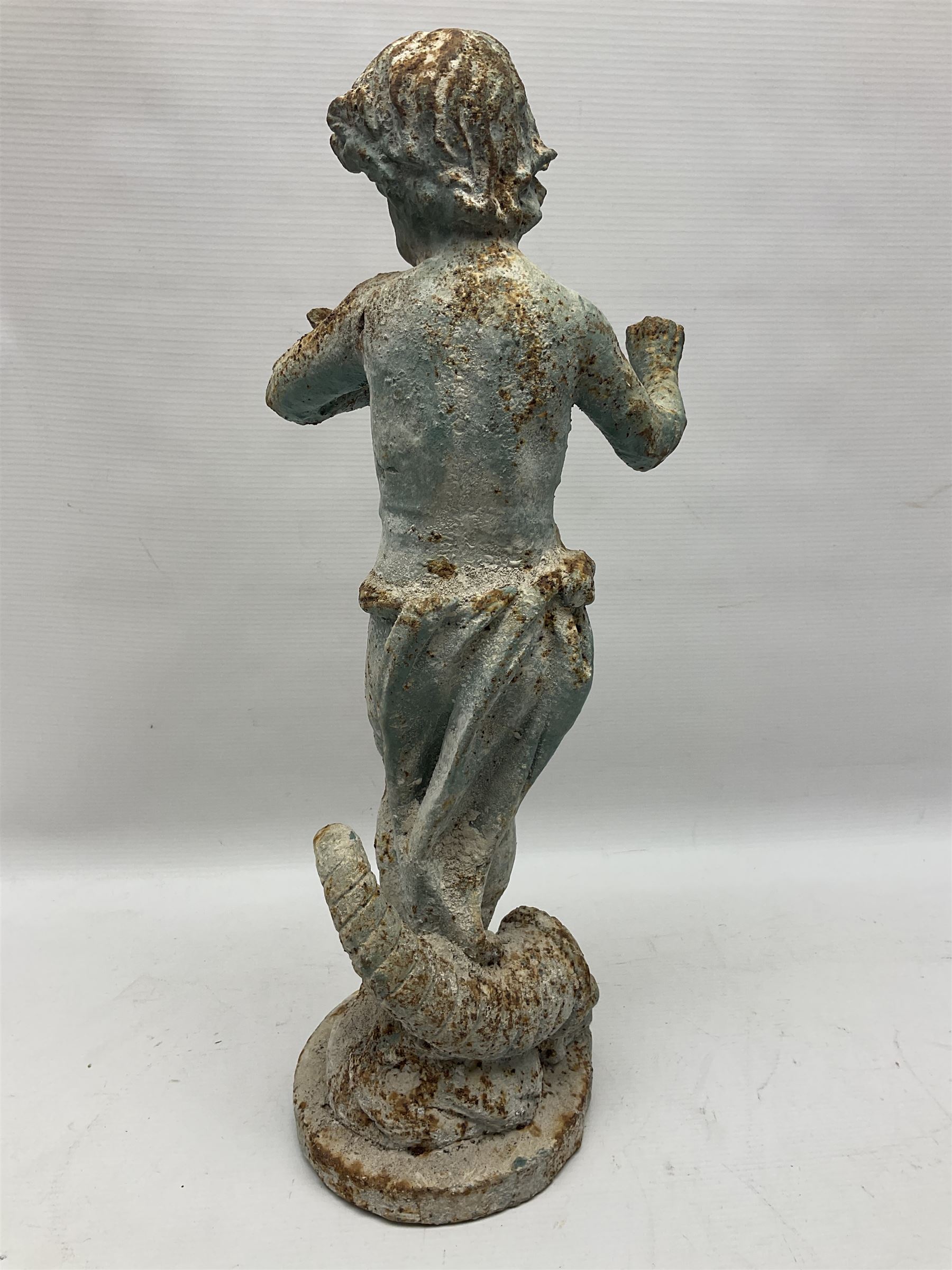 Garden ornament modeled as a putti with butterfly - Image 7 of 7