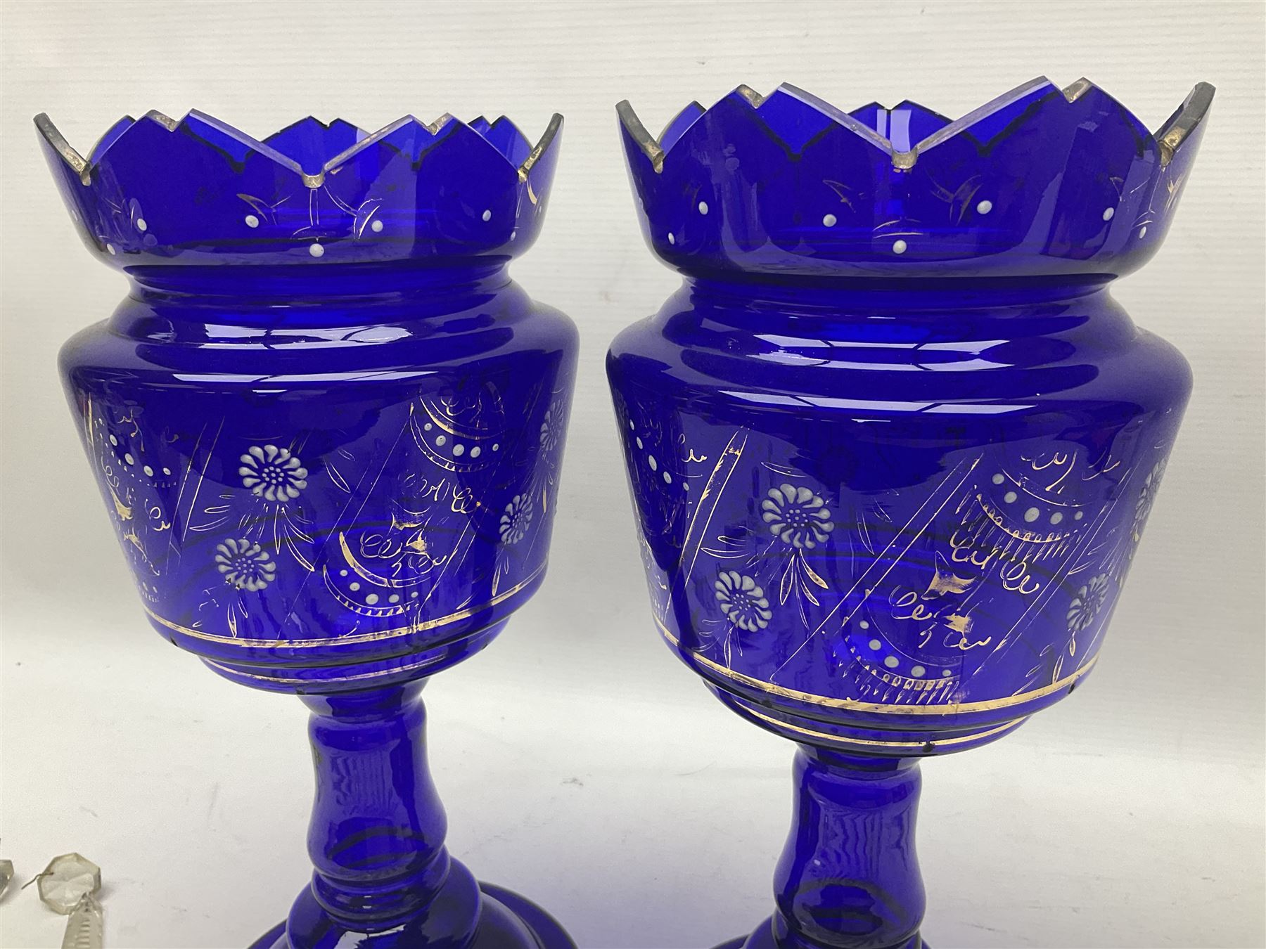 Pair of blue glass lustre vases - Image 4 of 14