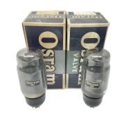 Two Osram thermionic radio valves/vacuum tubes KT66