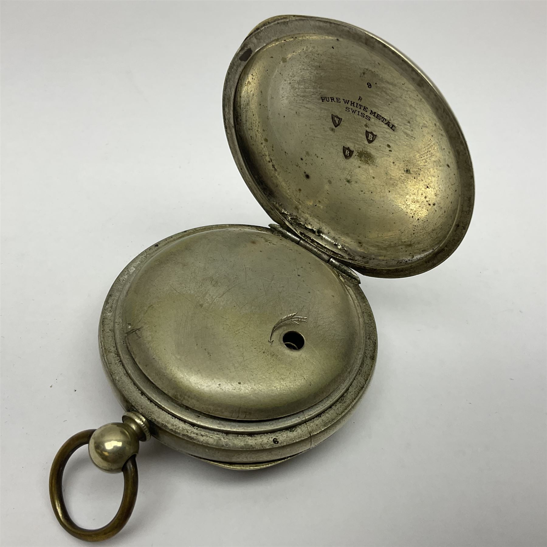 White metal pocket watch - Image 6 of 9