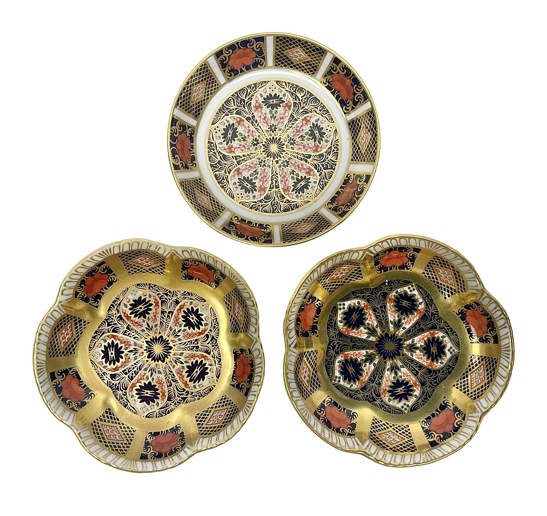 Three Royal Crown Derby 1128 Imari pin dishes