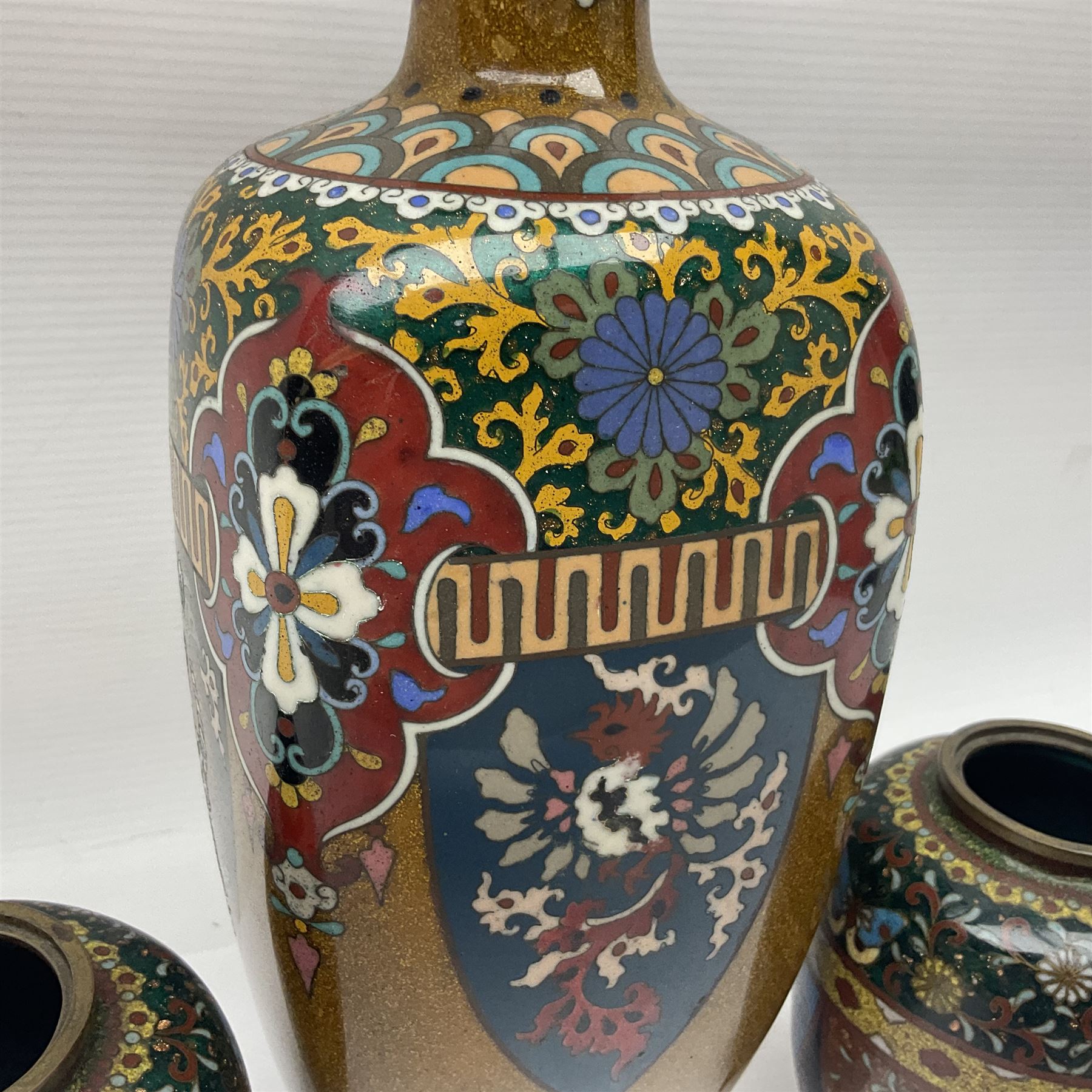 Pair of Japanese cloisonne Koro - Image 4 of 11