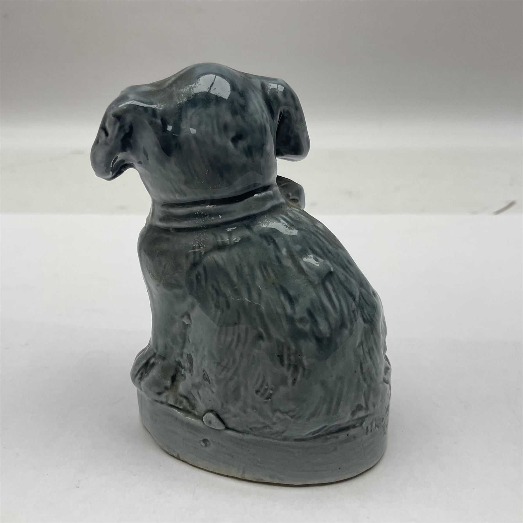 Suffragette blue glazed moulded ceramic dog - Image 2 of 4