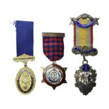 Two silver and enamel Masonic jewels