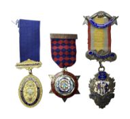 Two silver and enamel Masonic jewels