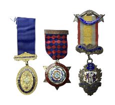 Two silver and enamel Masonic jewels