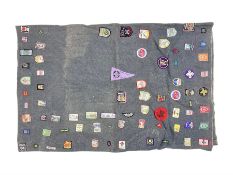 Boy Scout Interest; Scout blanket with collection of Boy Scouts cloth insignias and similar