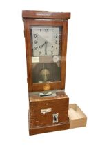 Early 20th Century Time Recorders Leeds Ltd mahogany cased clocking in machine