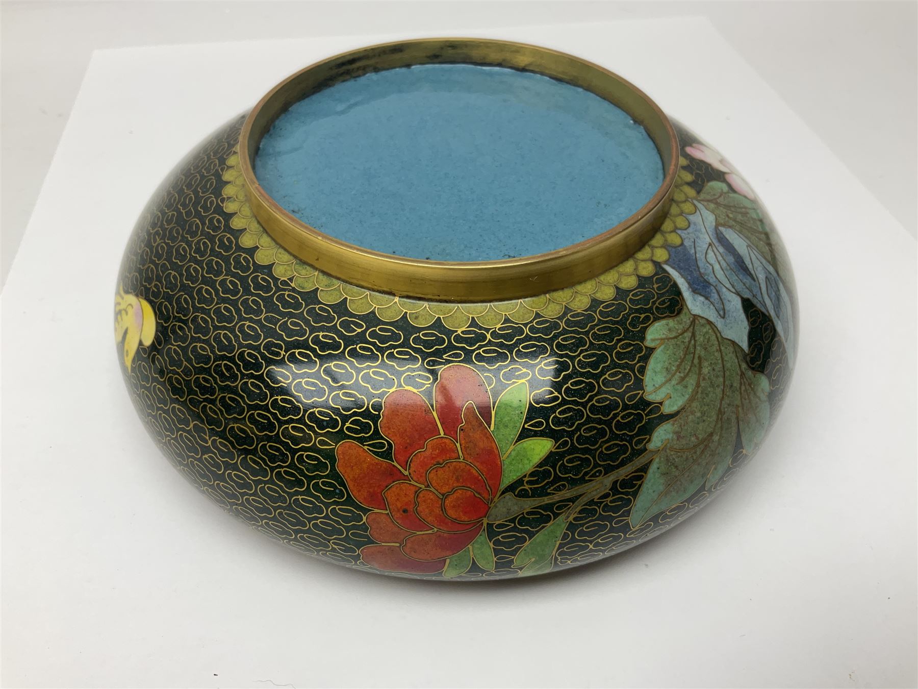 Pair of modern cloisonne ginger jars having floral decoration with a green ground - Image 10 of 13