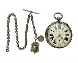 Victorian silver open face fusee lever pocket watch by D A Olswang