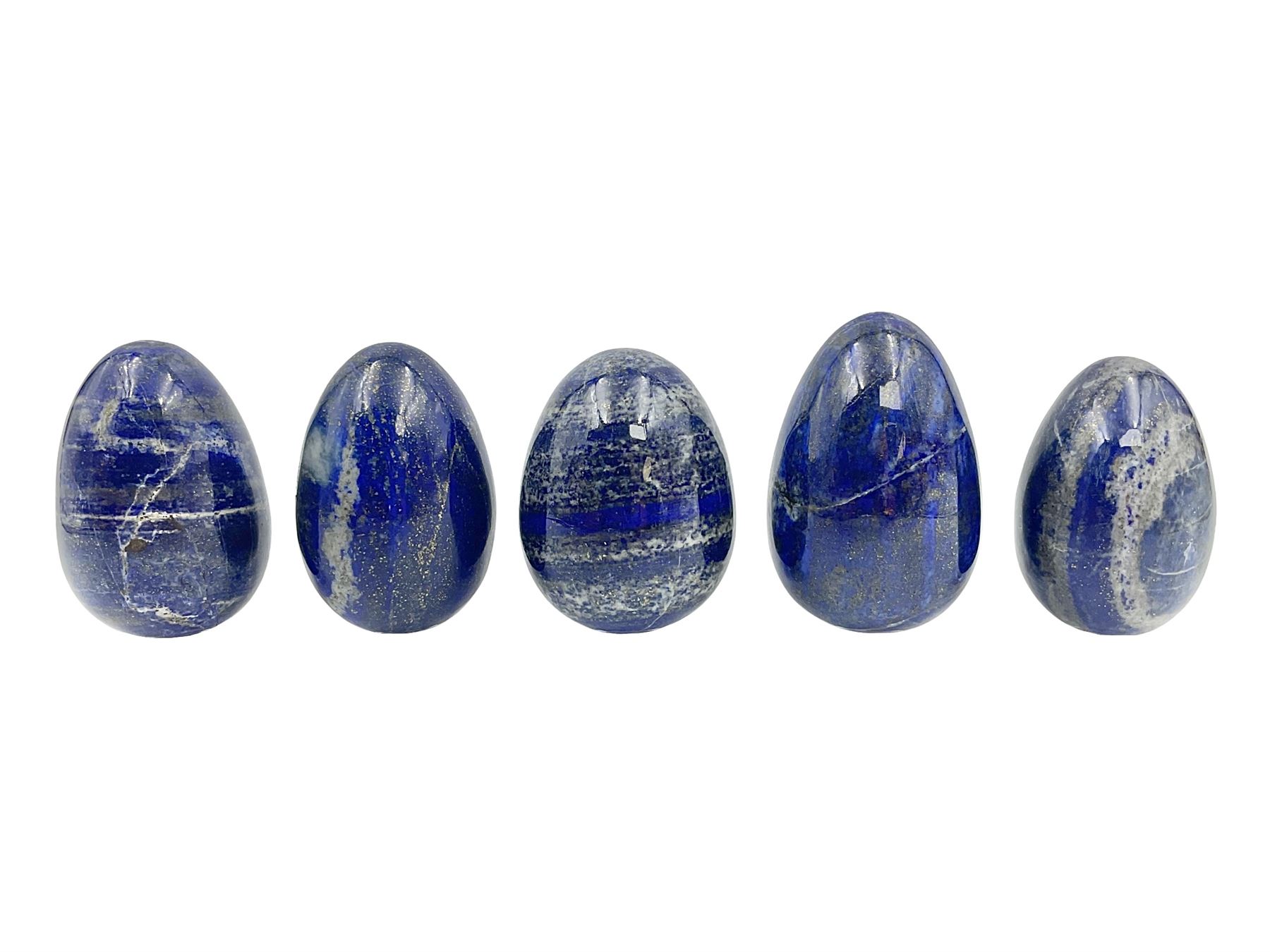 Collection of five Lapis lazuli specimen eggs