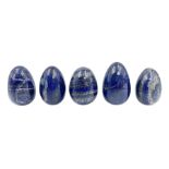 Collection of five Lapis lazuli specimen eggs