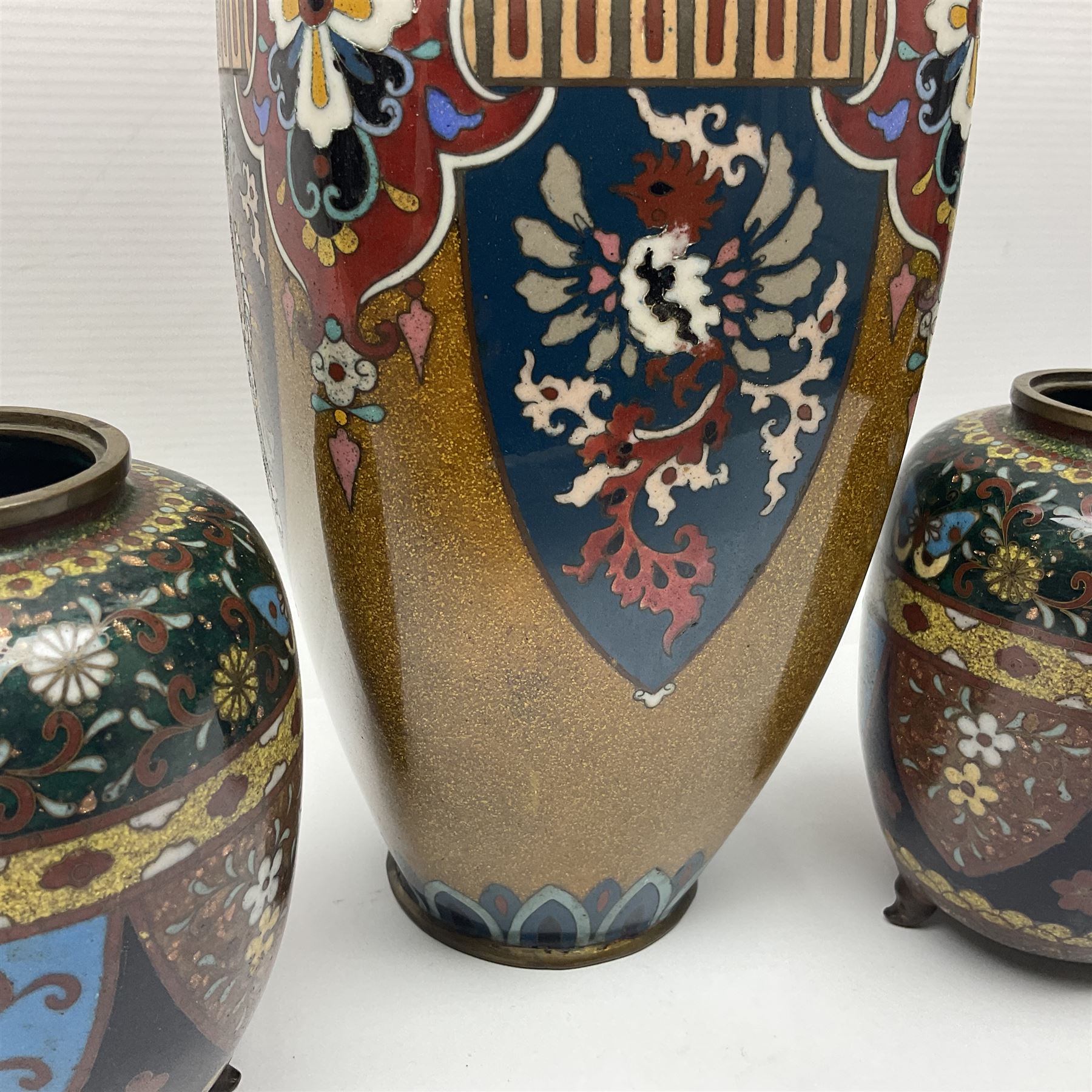 Pair of Japanese cloisonne Koro - Image 5 of 11