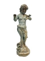 Garden ornament modeled as a putti with butterfly