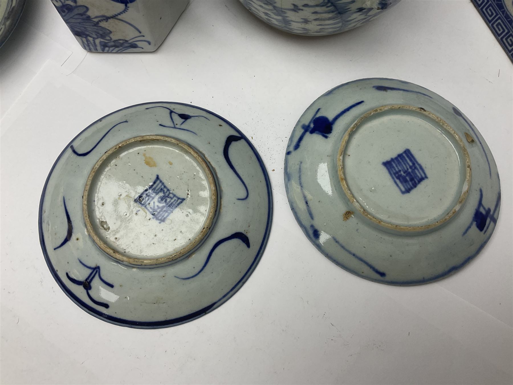 Two Chinese ceramic blue and white opium pillows with pierced ends - Image 3 of 10