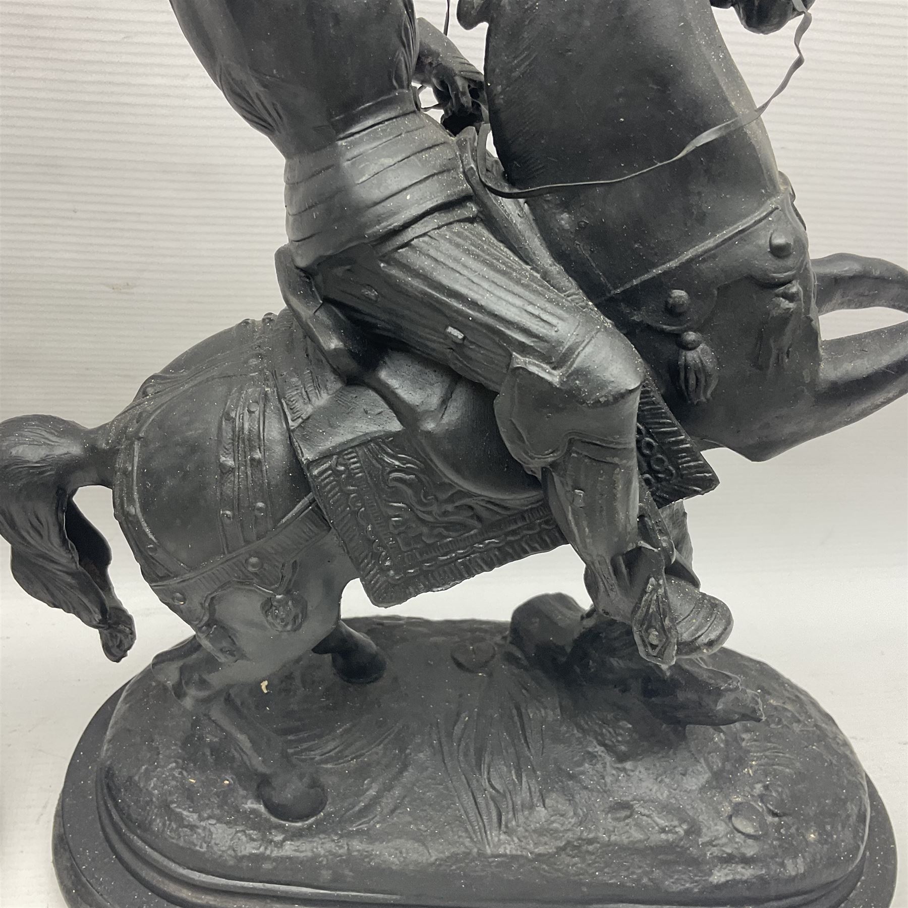 Pair of spelter warriors on horseback - Image 17 of 17