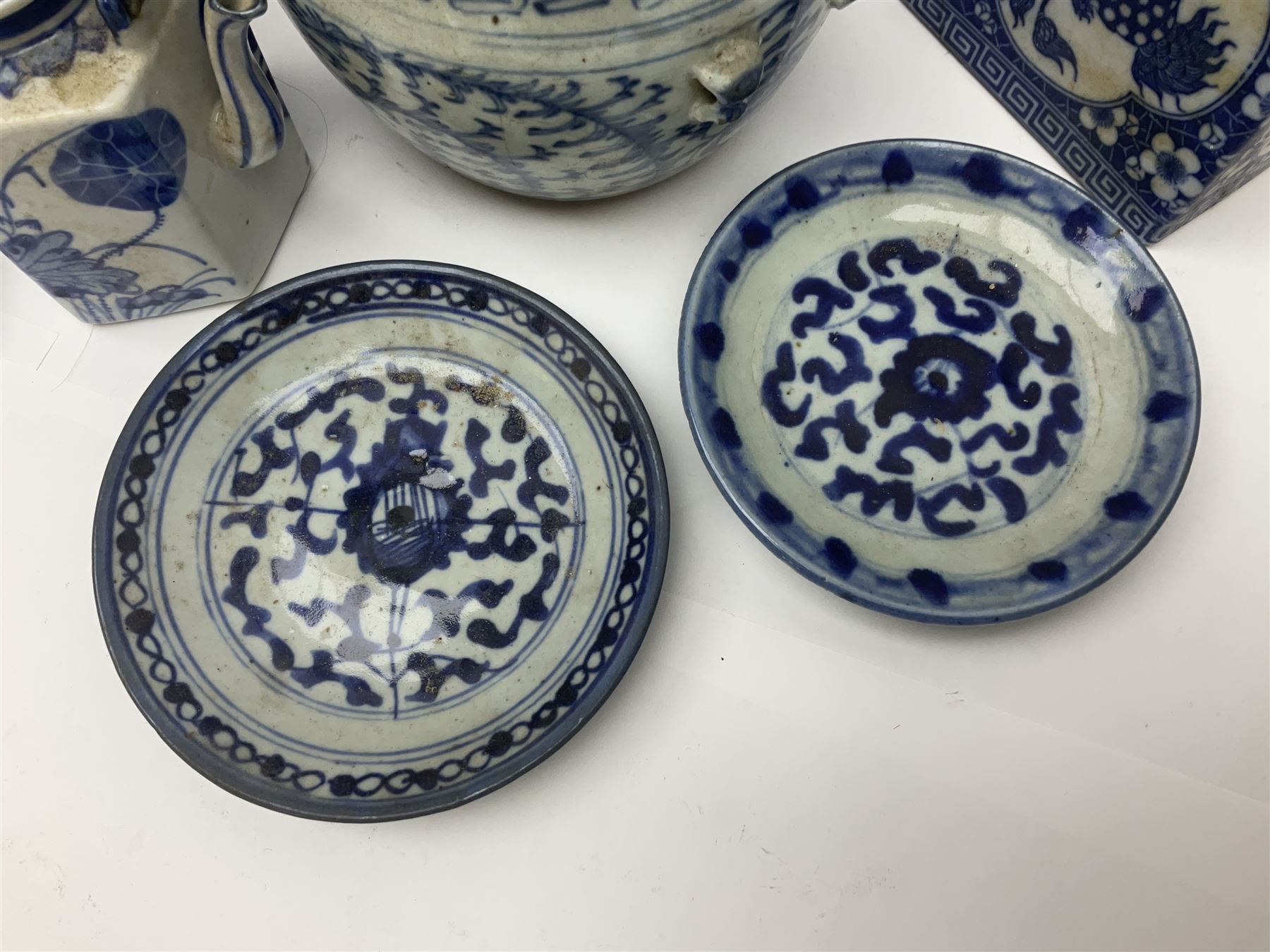 Two Chinese ceramic blue and white opium pillows with pierced ends - Image 2 of 10