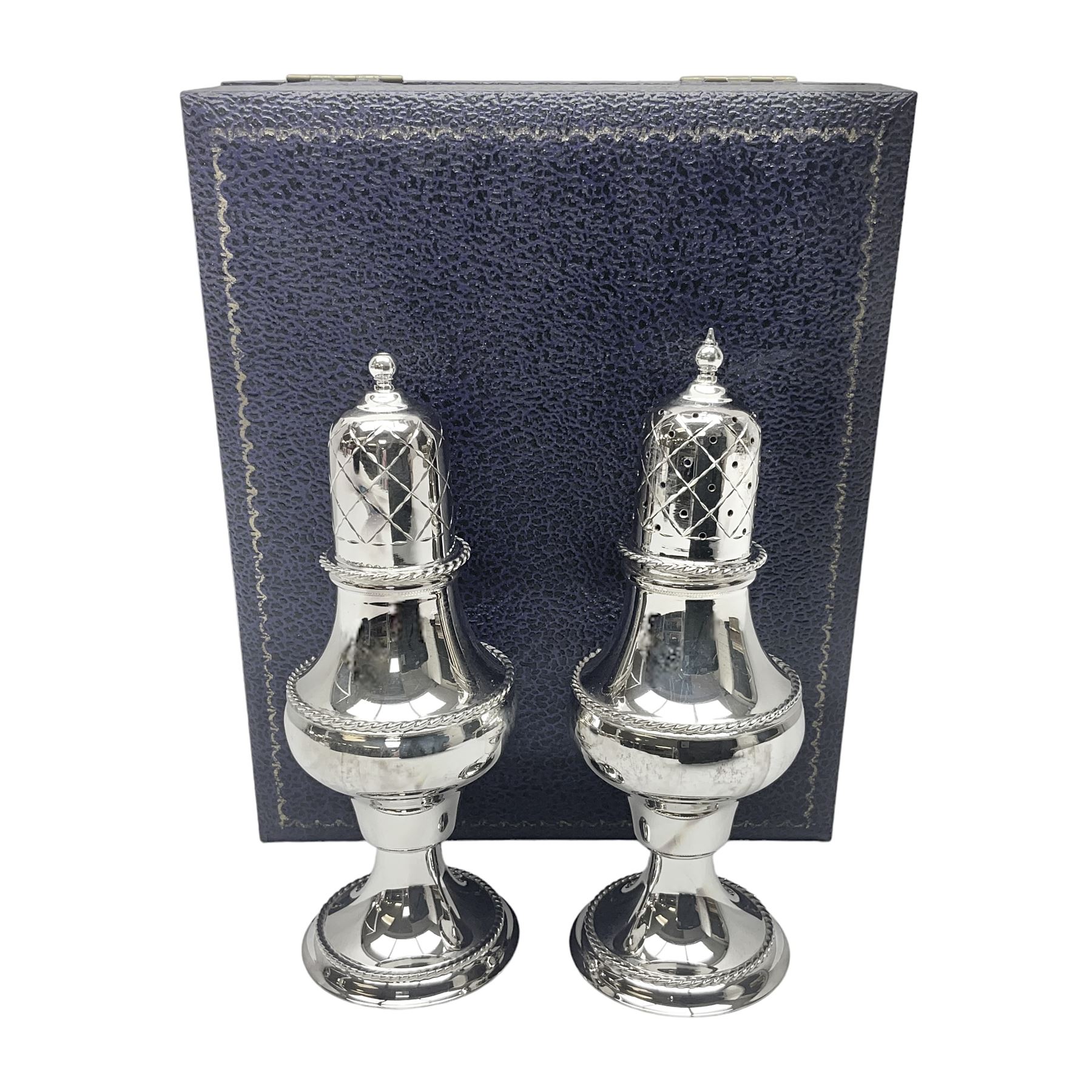 Silver plated two piece cruet set