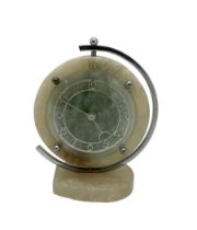 English 1920's Art Deco white-onyx mantel clock c1920