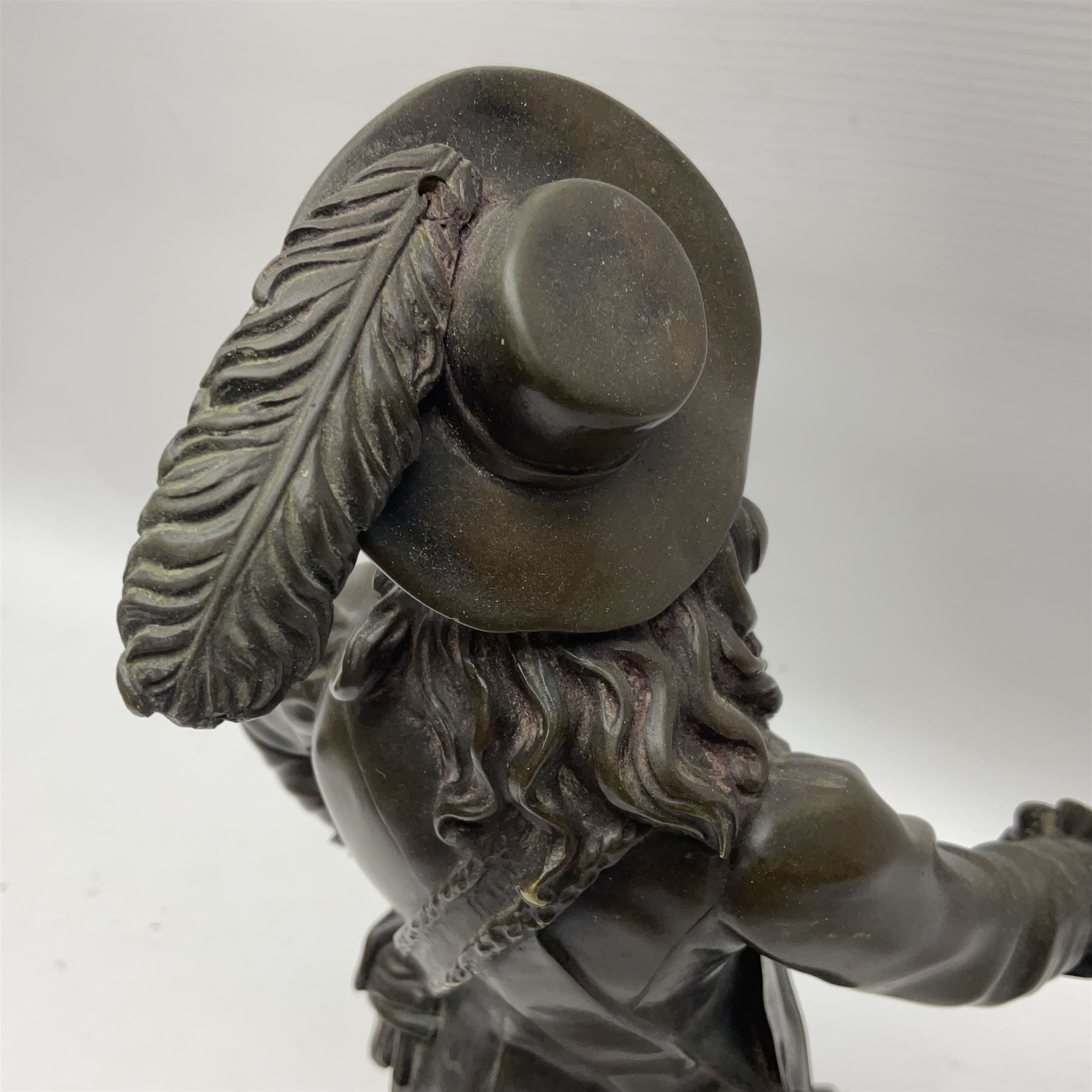 Bronzed figure of a cavalier upon a square base - Image 9 of 13
