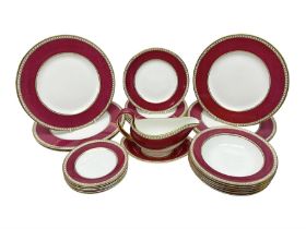 Wedgwood Ulander powder ruby pattern part dinner service