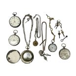 Three Victorian silver lever open face pocket watches including