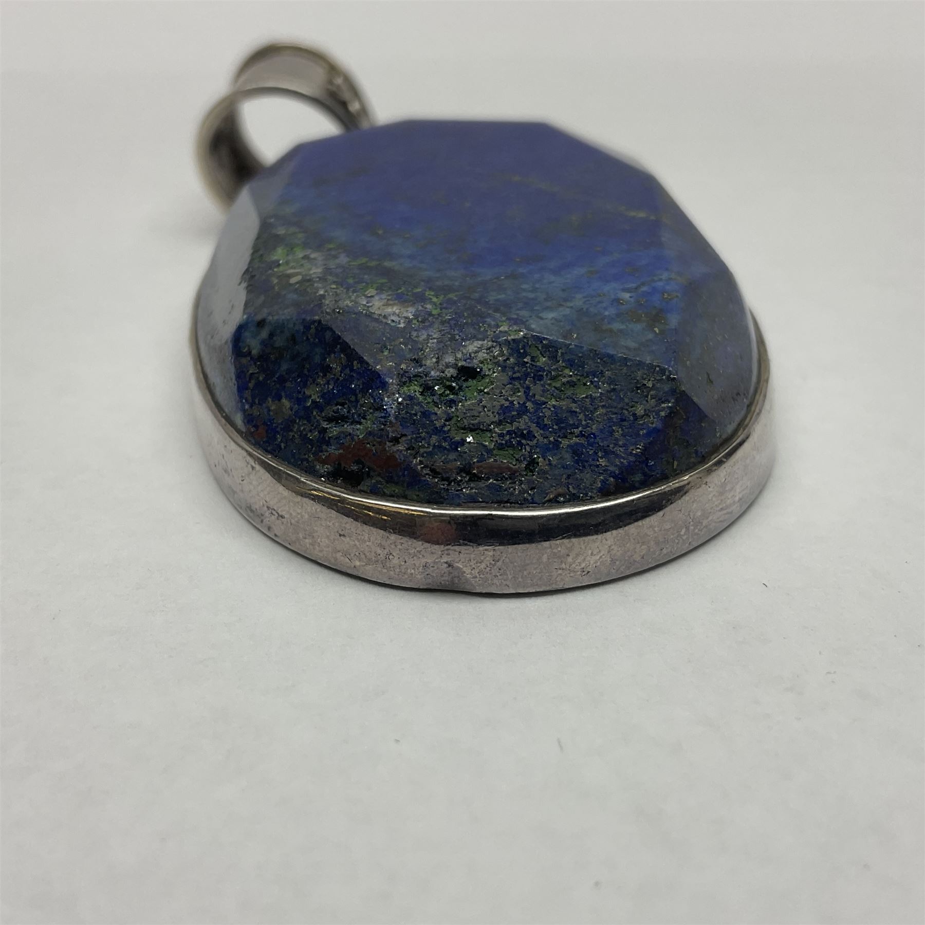 Large oval silver and lapis lazuli pendant - Image 7 of 7