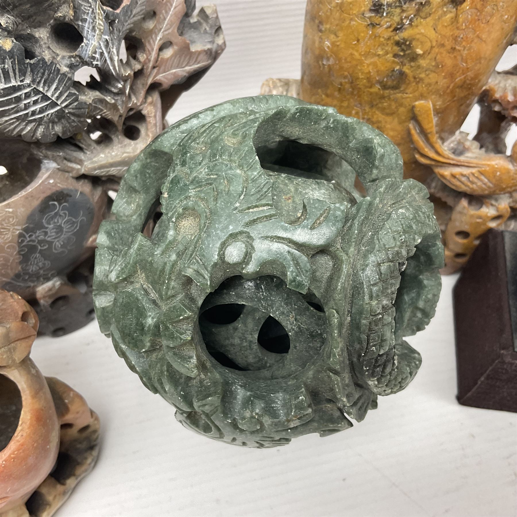 Carved soapstone puzzle ball - Image 2 of 12