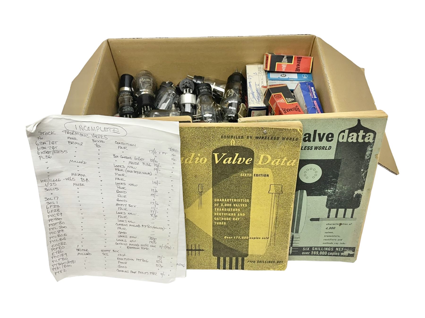 Collection of over one hundred thermionic vacuum tubes/valves