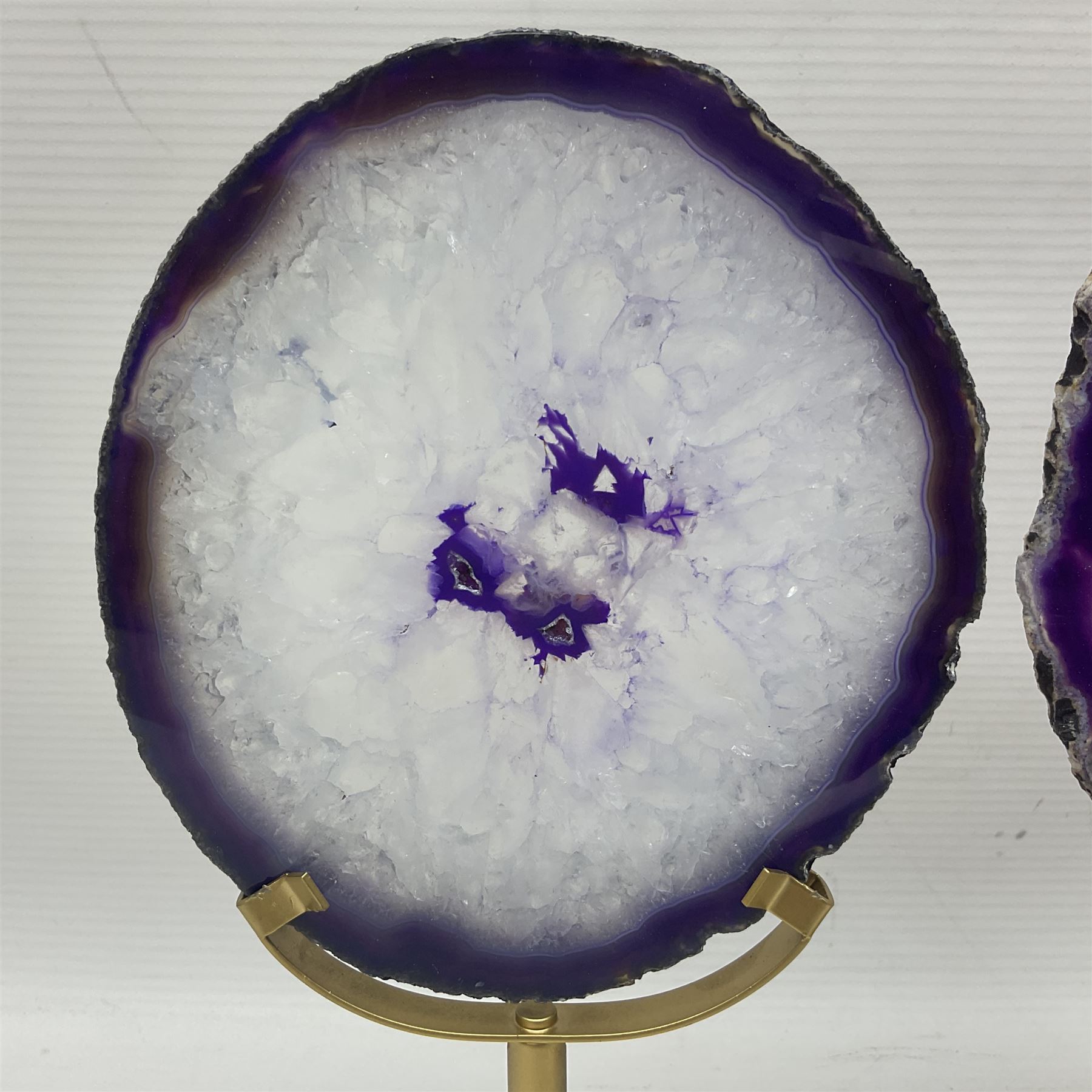 Pair of purple agate slices - Image 2 of 11