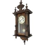 German - Hamburg American Clock Company Vienna style 8 day wall clock c 1900