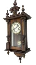 German - Hamburg American Clock Company Vienna style 8 day wall clock c 1900