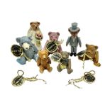 Seven Hantel miniature articulated pewter teddy bears