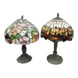 Two Tiffany style table lamps with leaded shade