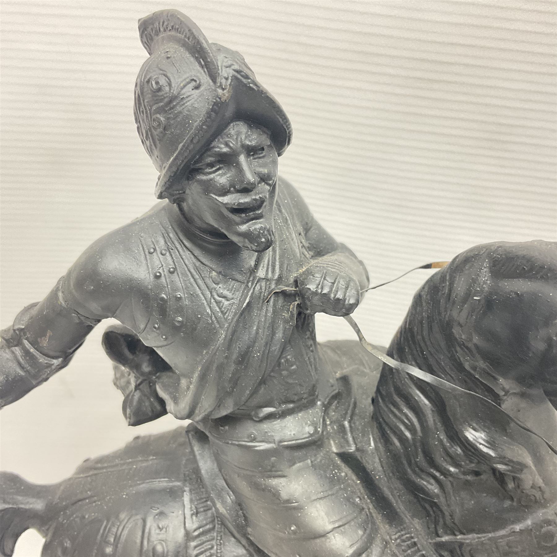 Pair of spelter warriors on horseback - Image 2 of 17