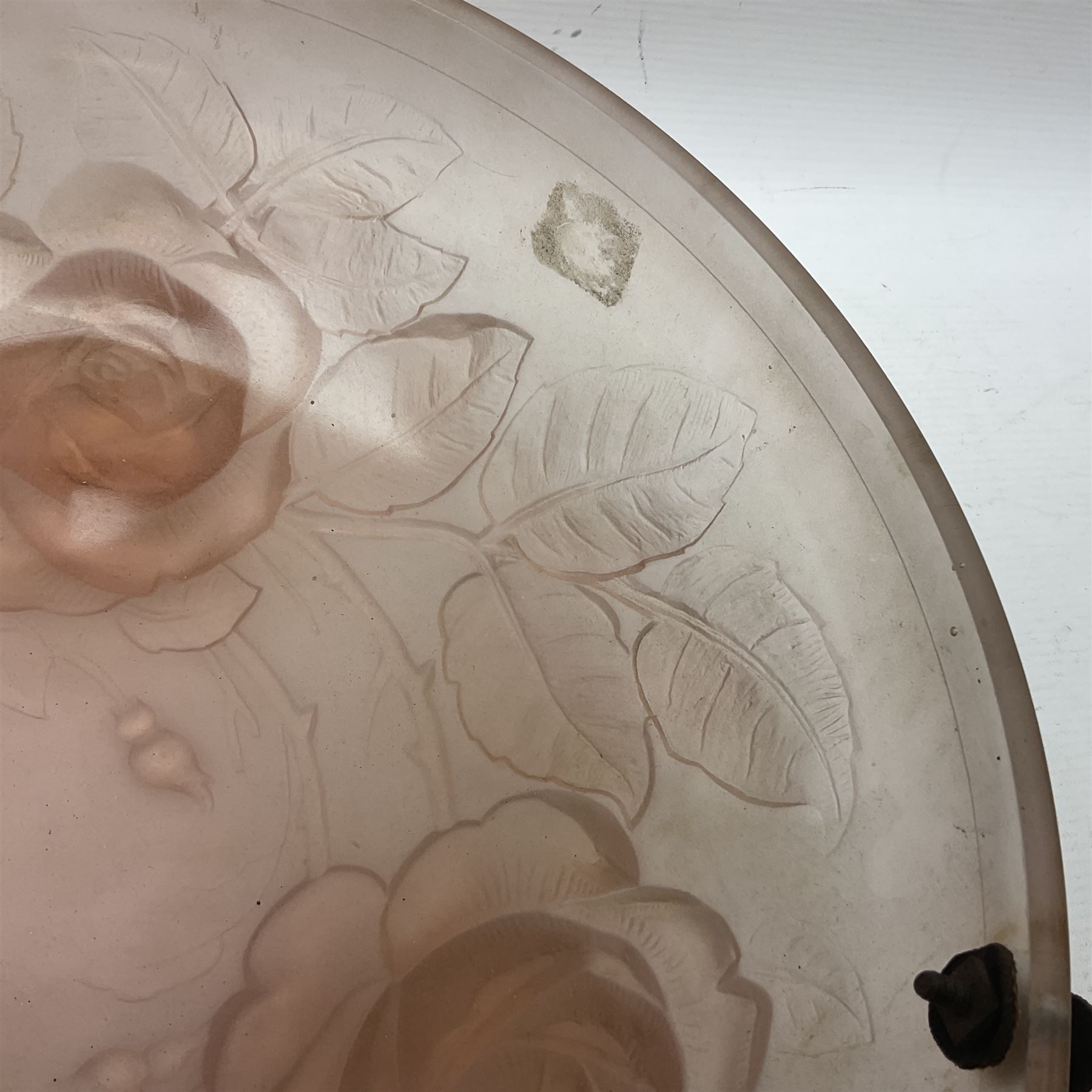 1930s pink frosted glass ceiling light shade - Image 12 of 13