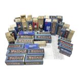 Collection of Mullard thermionic radio valves/vacuum tubes