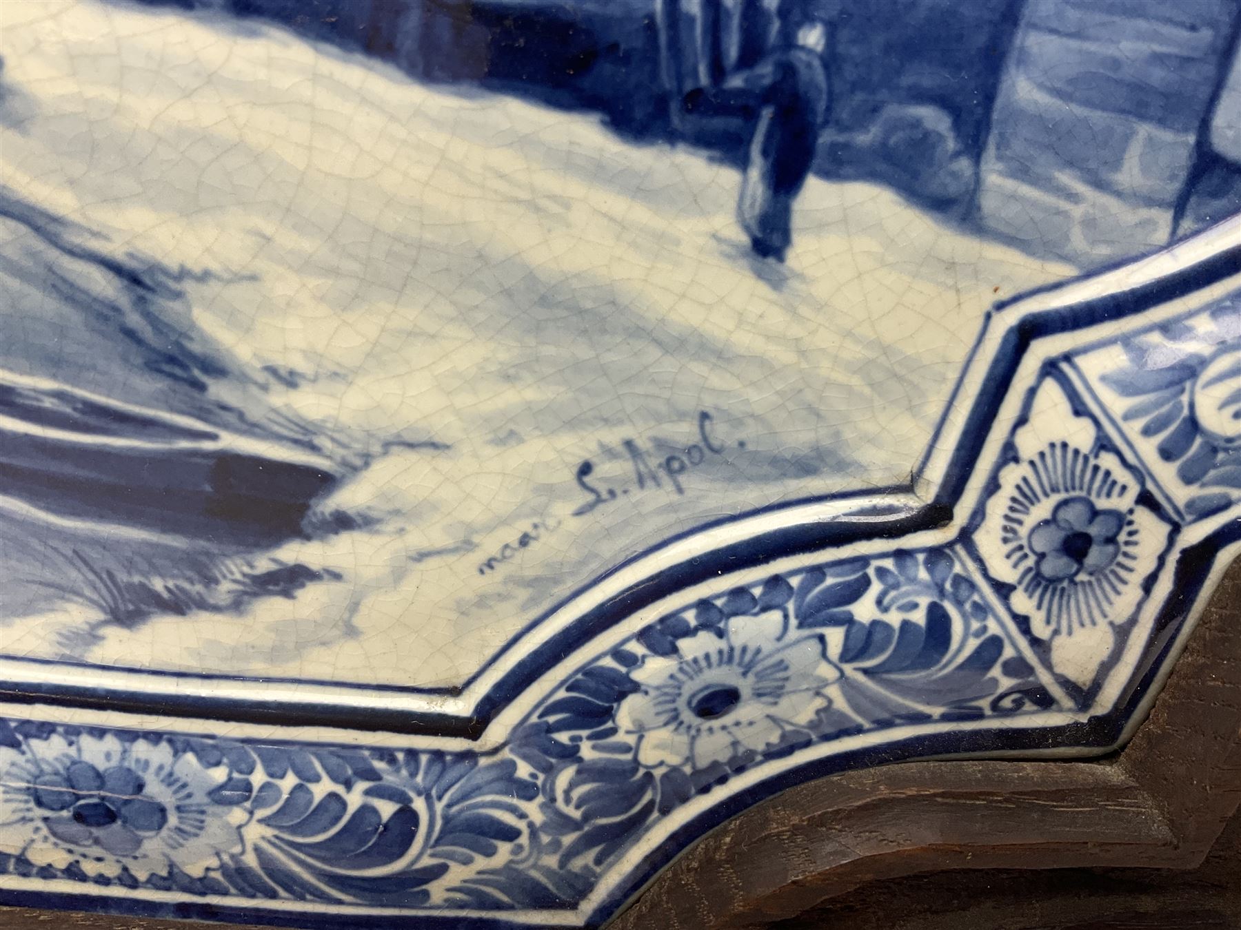 Delft blue and white plaque with decorate with a windmill in a landscape - Image 5 of 11