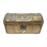 19th century pony skin dome top trunk with metal studded detail