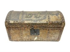 19th century pony skin dome top trunk with metal studded detail