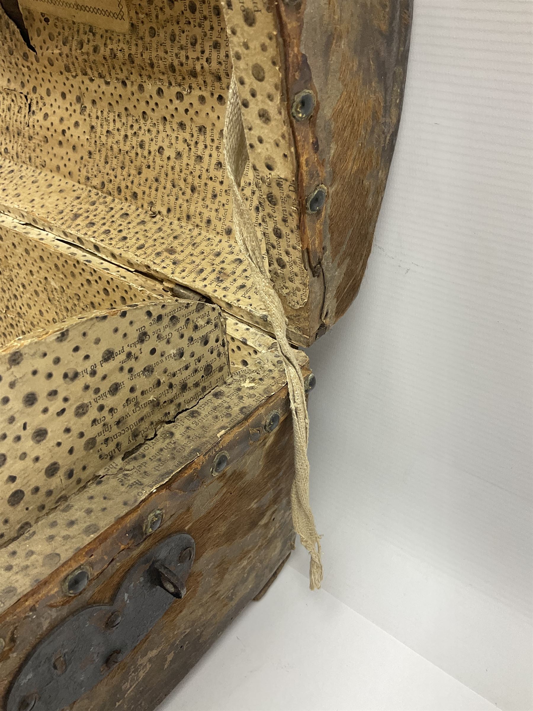 19th century pony skin dome top trunk with metal studded detail - Image 12 of 13