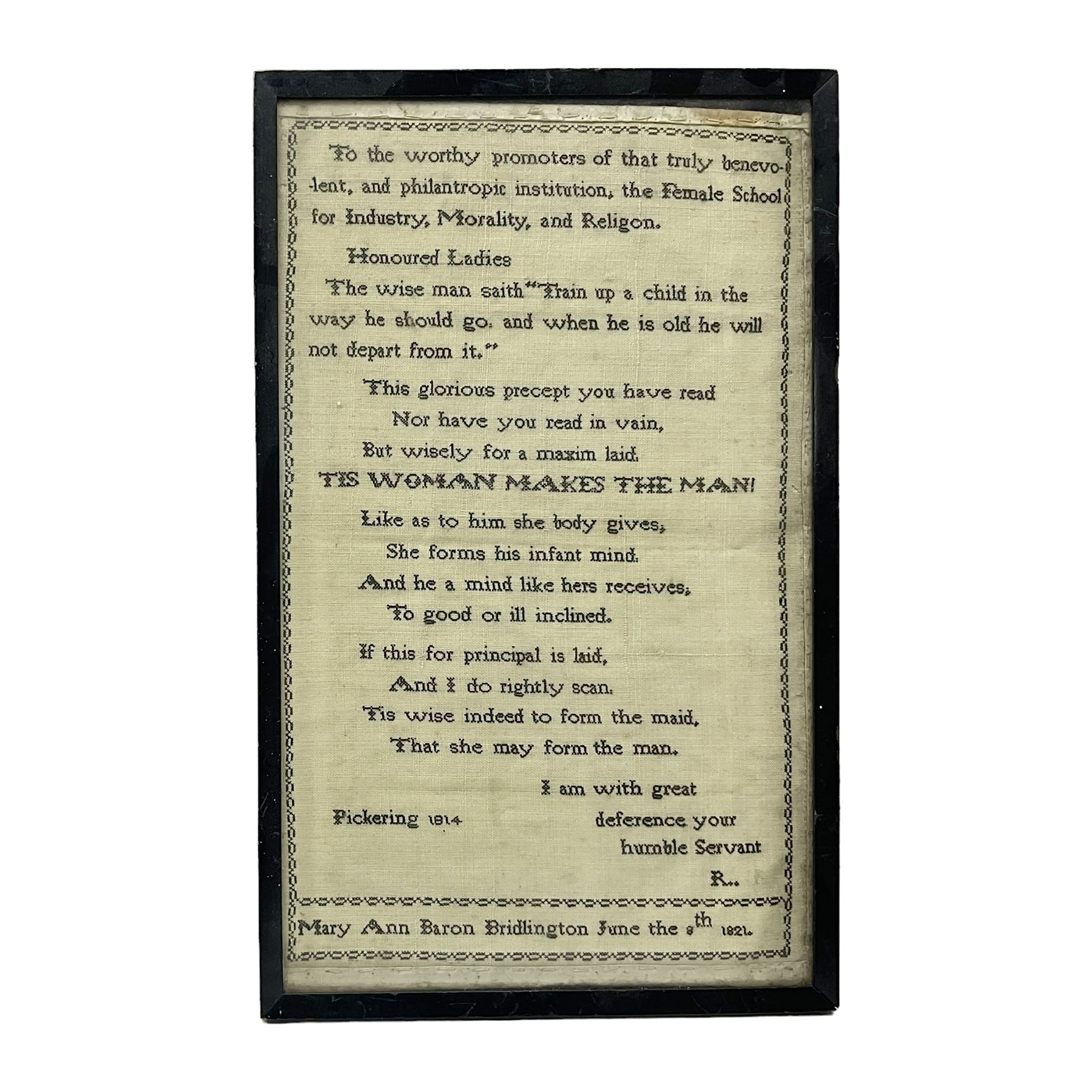 19th century text sampler