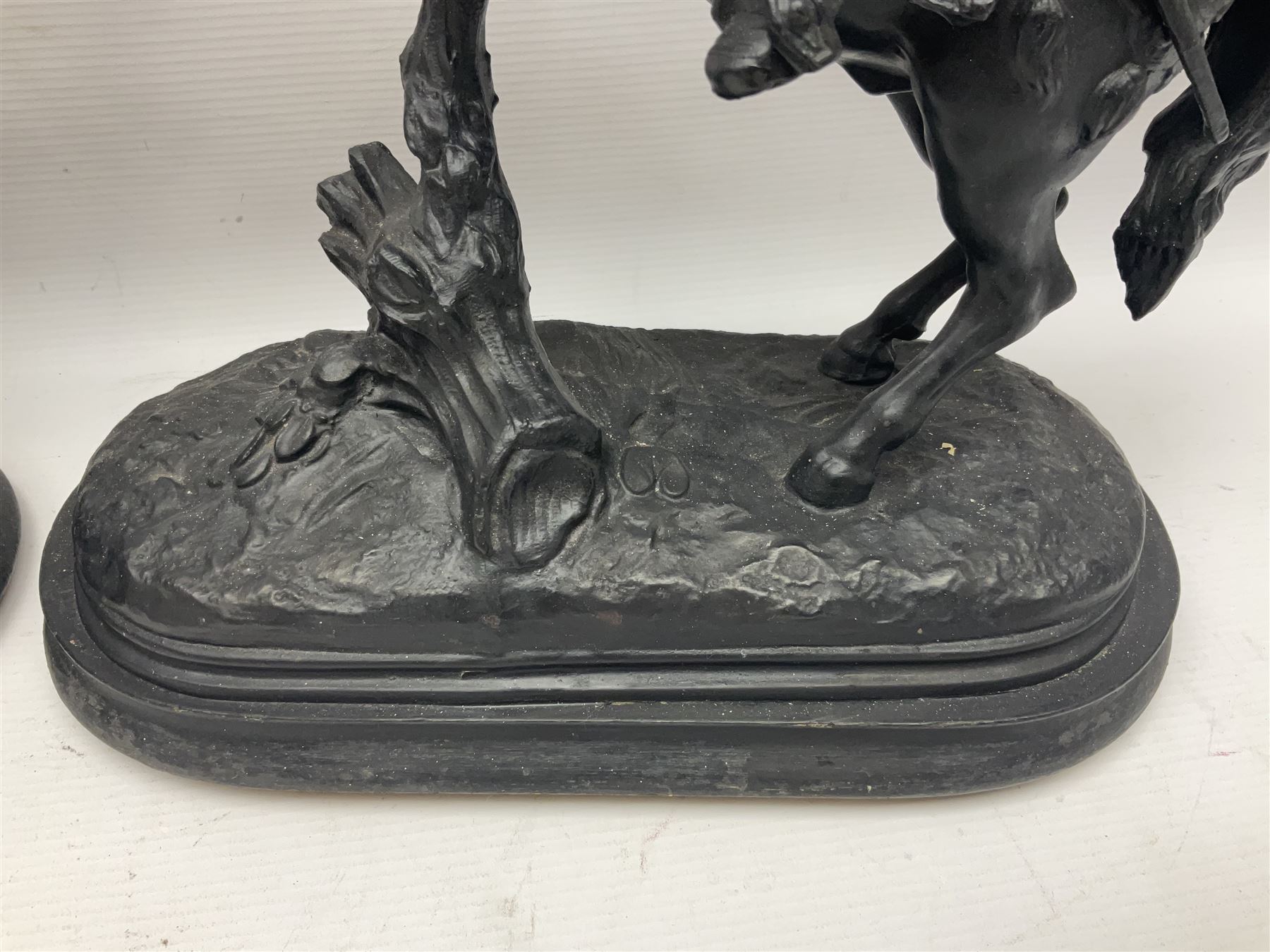 Pair of spelter warriors on horseback - Image 12 of 17