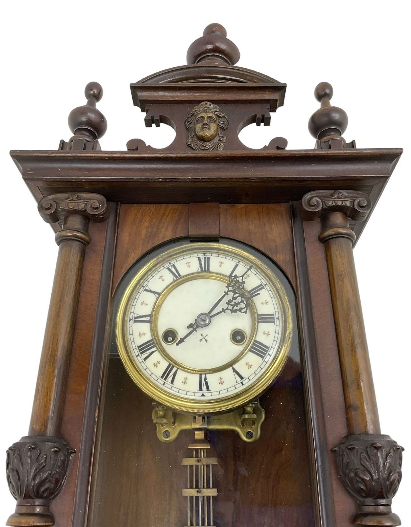 German - Hamburg American Clock Company Vienna style 8 day wall clock c 1900 - Image 3 of 3