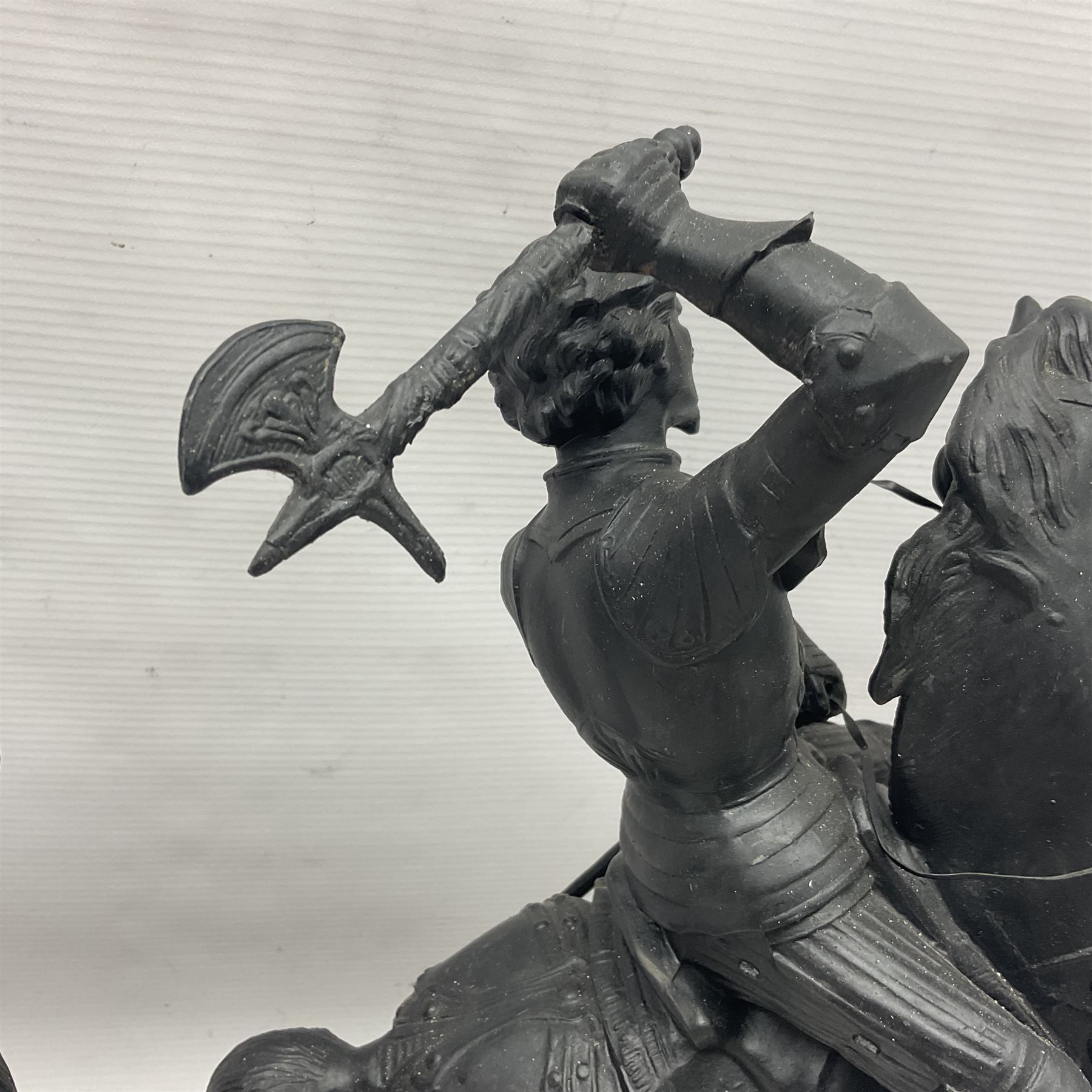 Pair of spelter warriors on horseback - Image 16 of 17