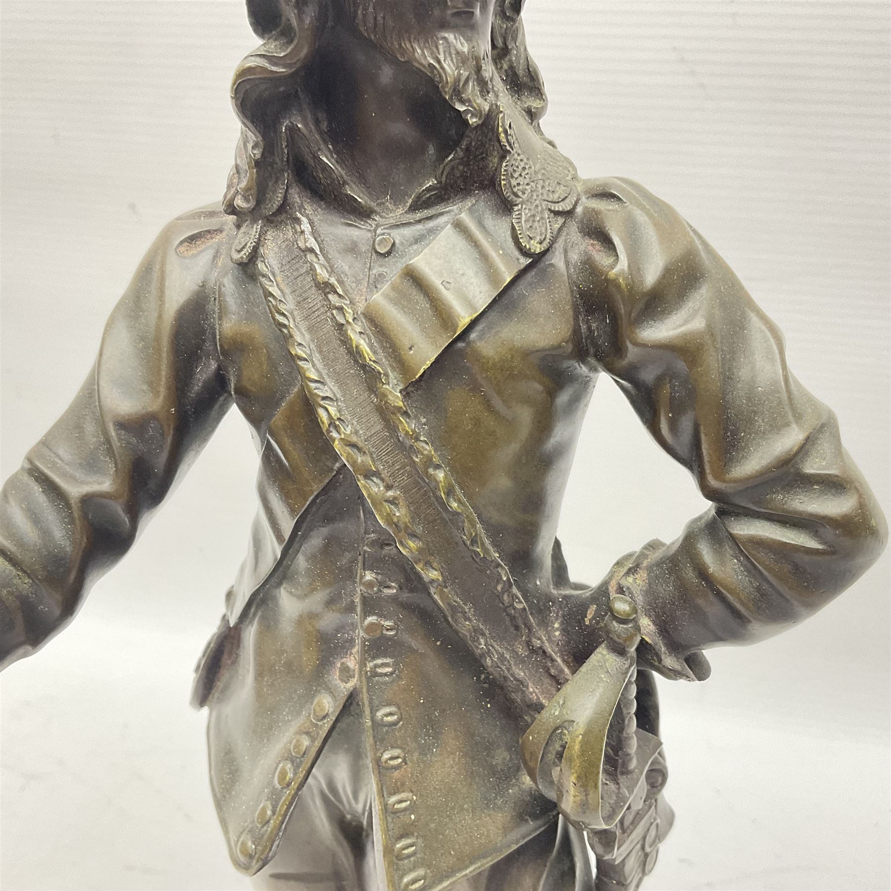 Bronzed figure of a cavalier upon a square base - Image 3 of 13