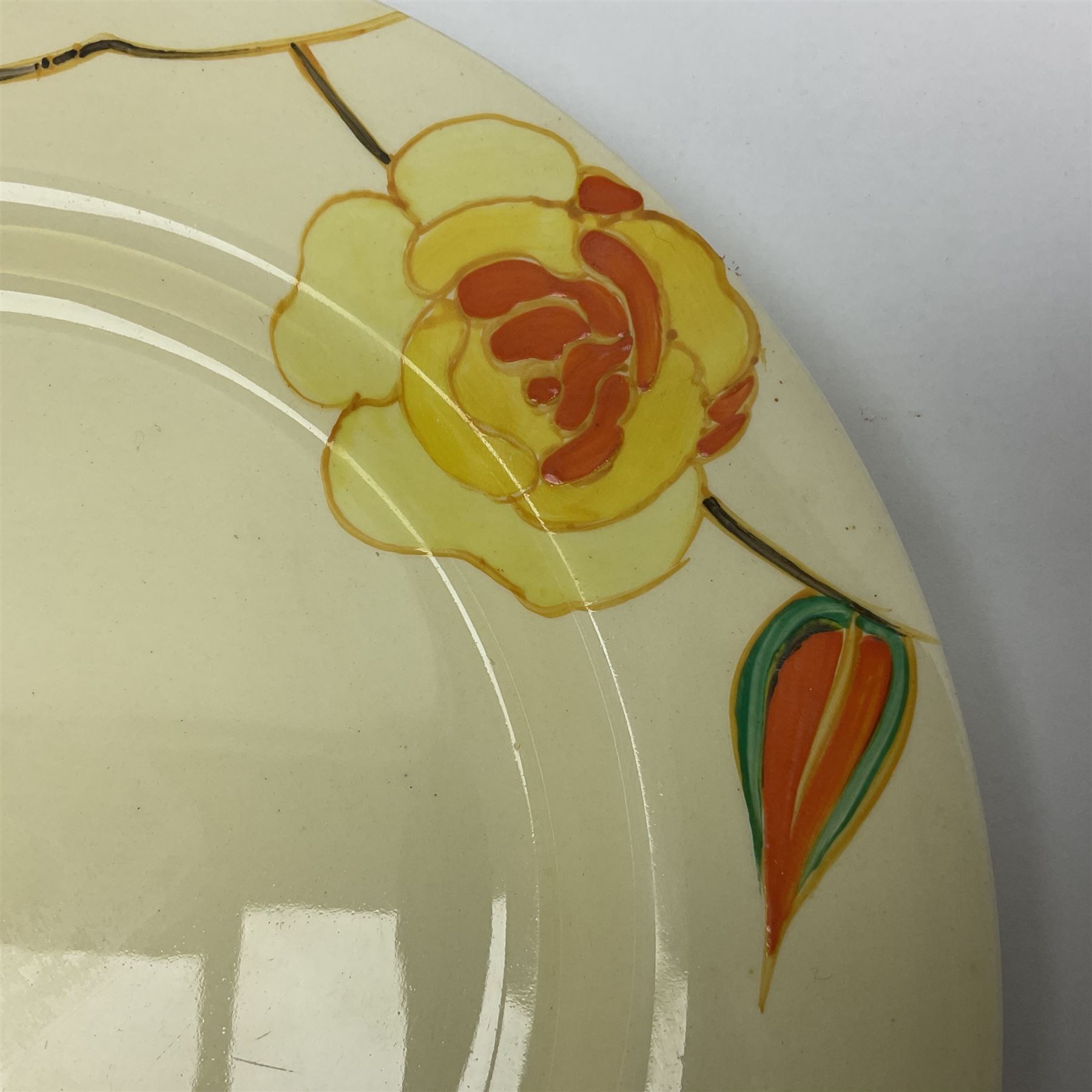 Clarice Cliff for Newport Pottery plate in Yellow Rose pattern - Image 3 of 9