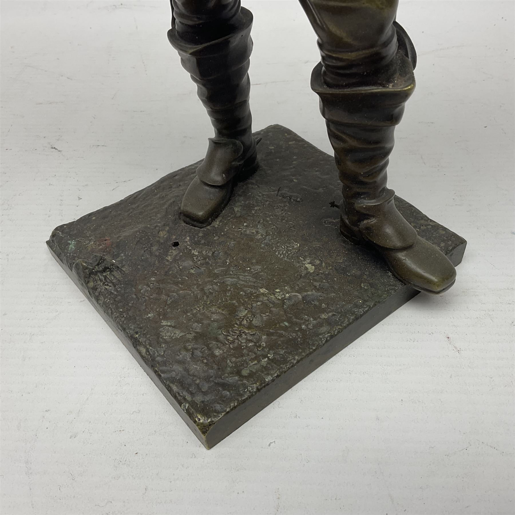 Bronzed figure of a cavalier upon a square base - Image 7 of 13