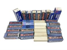 Collection of Mullard thermionic radio valves/vacuum tubes